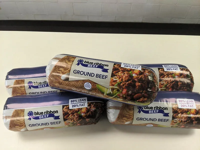 40 lb Case of 80/20 Natural Ground Beef (in 8 - 5lb Chubs)