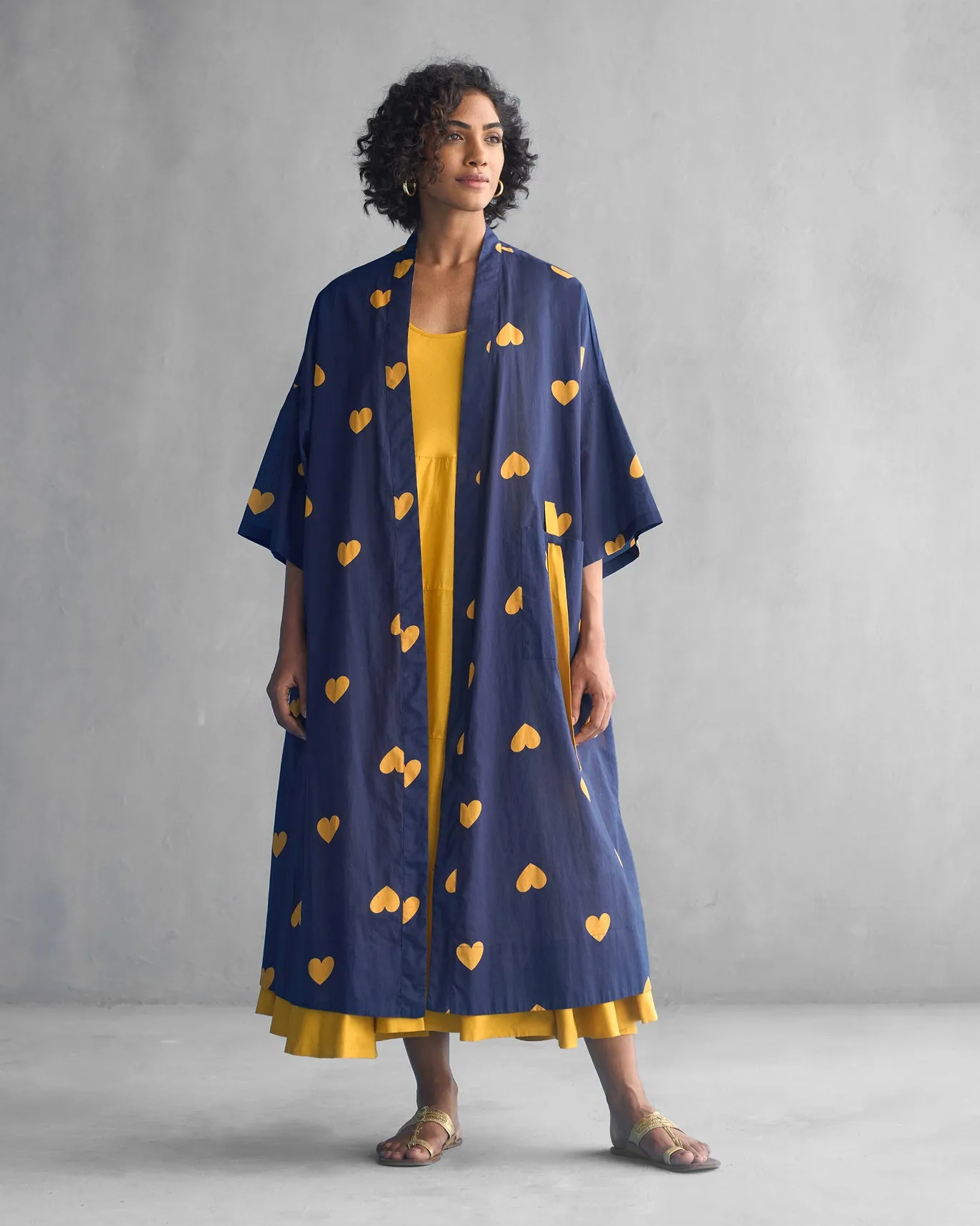 All Hearts Kimono - Navy & Ochre