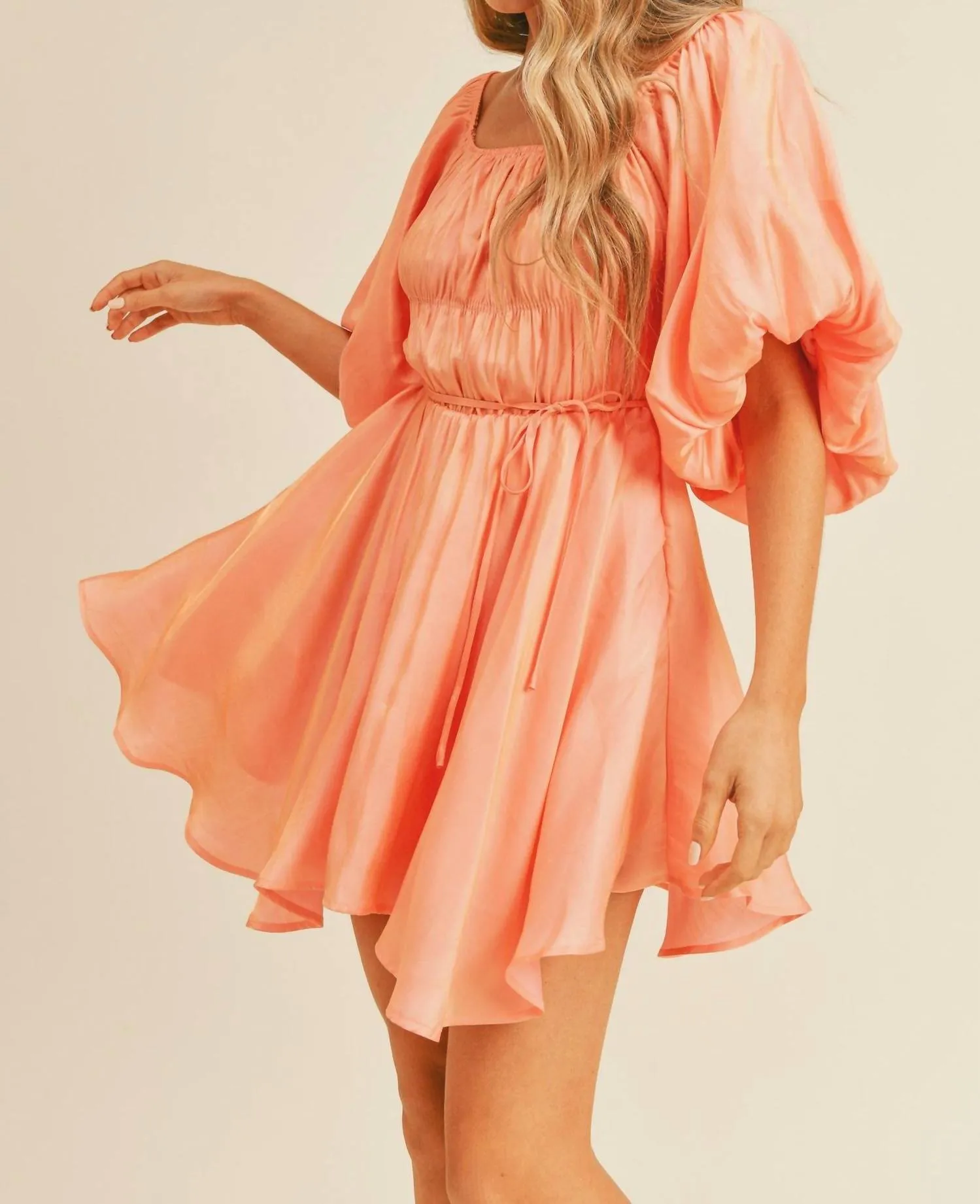 &Merci - Jessika Iridescent Bubble Sleeve Flared Mini Dress