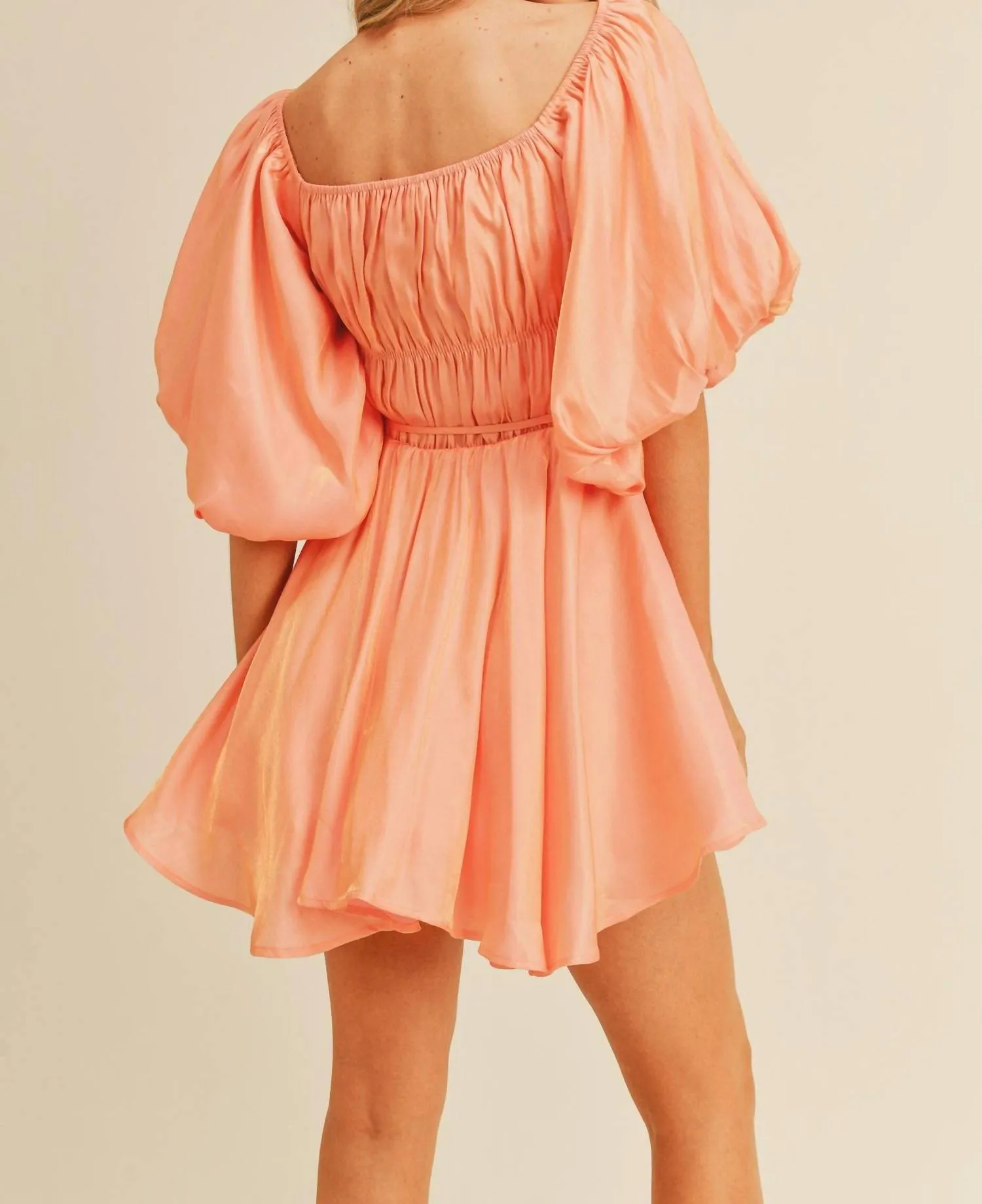 &Merci - Jessika Iridescent Bubble Sleeve Flared Mini Dress