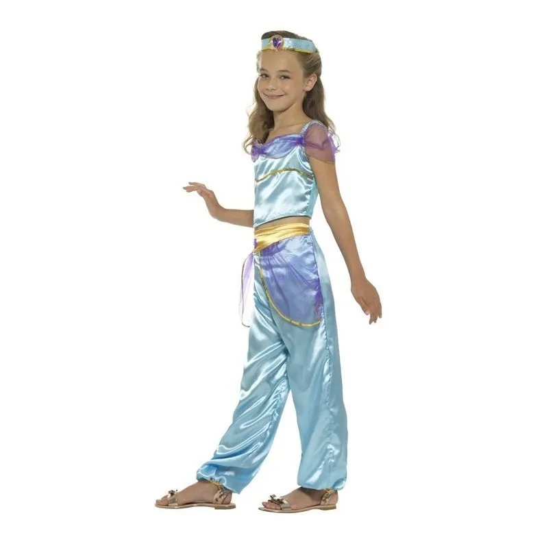 Arabian Princess Costume, Blue, with Top, Trousers & Headpiece