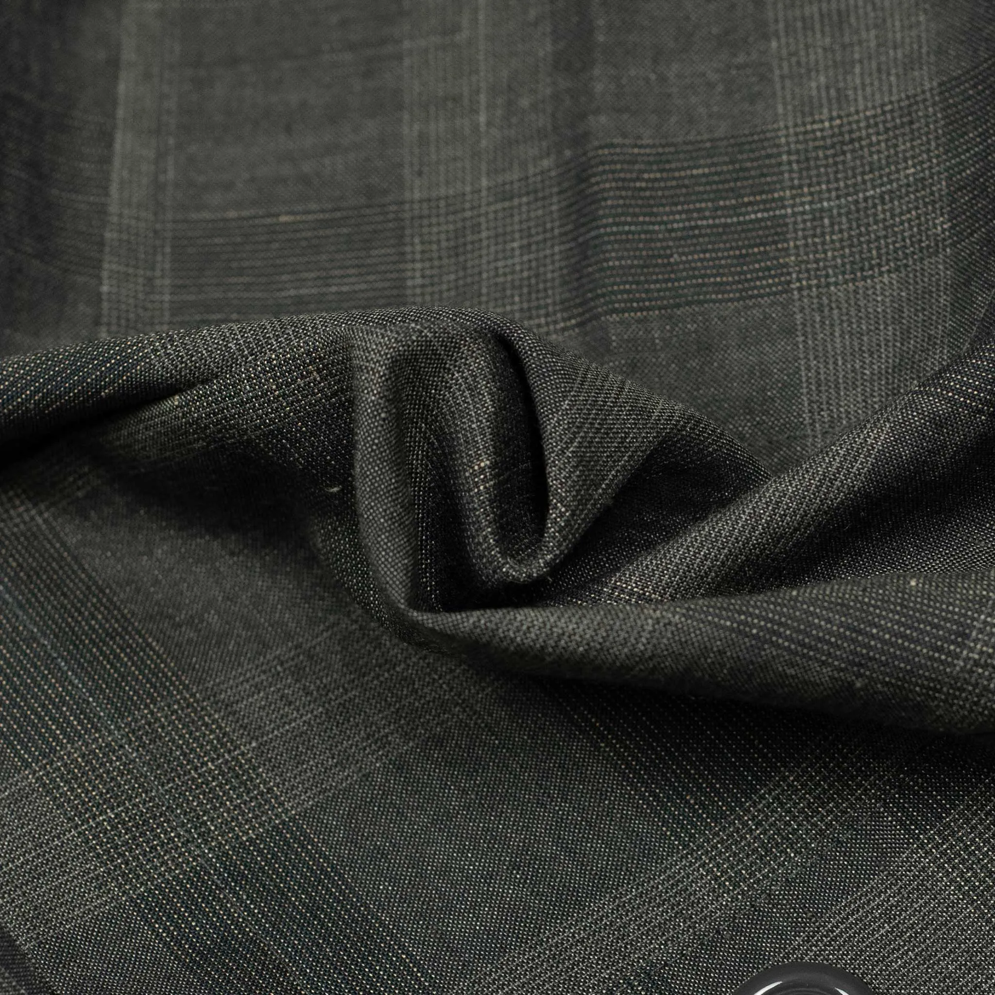 Balio shirt jacket in deadstock charcoal plaid wool linen