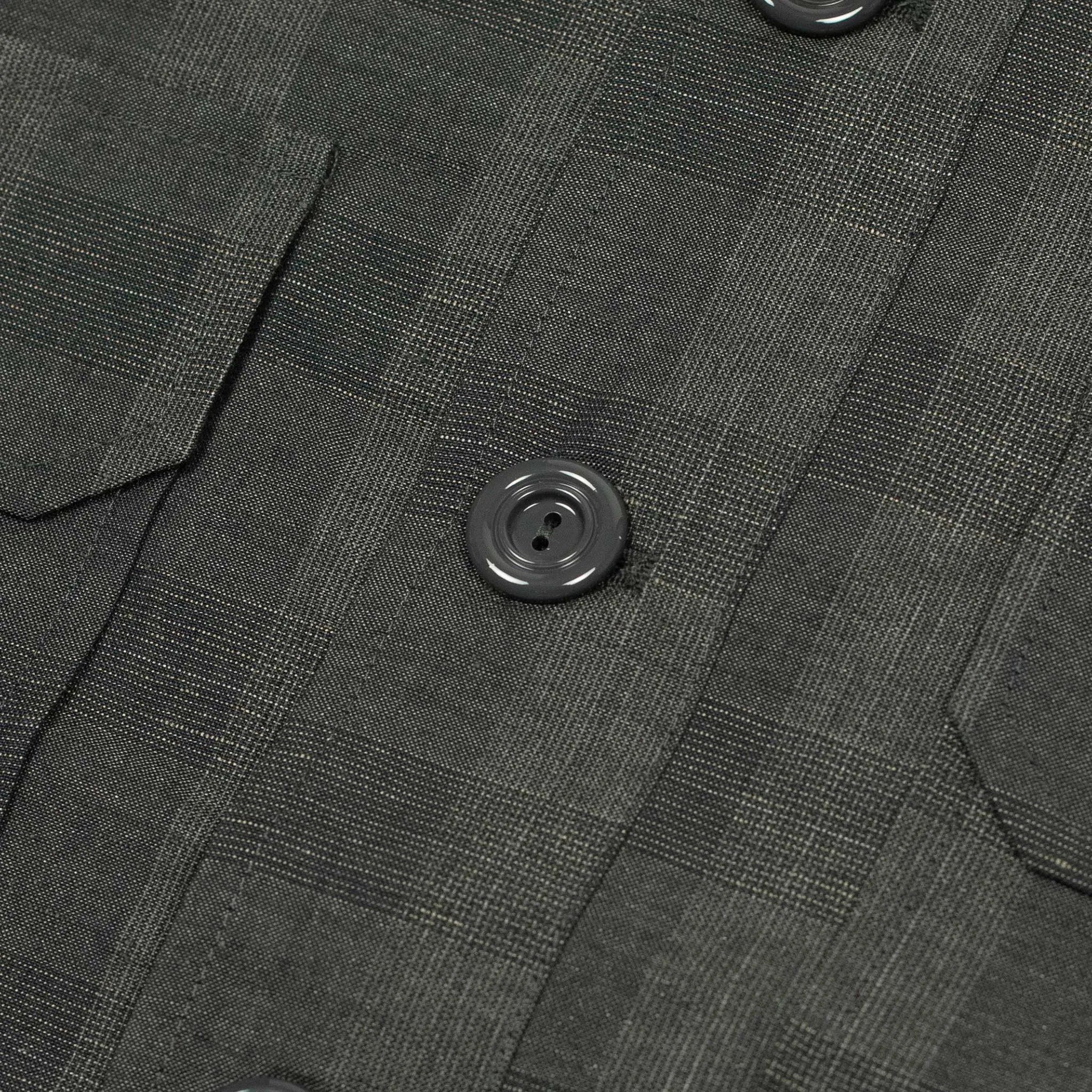 Balio shirt jacket in deadstock charcoal plaid wool linen