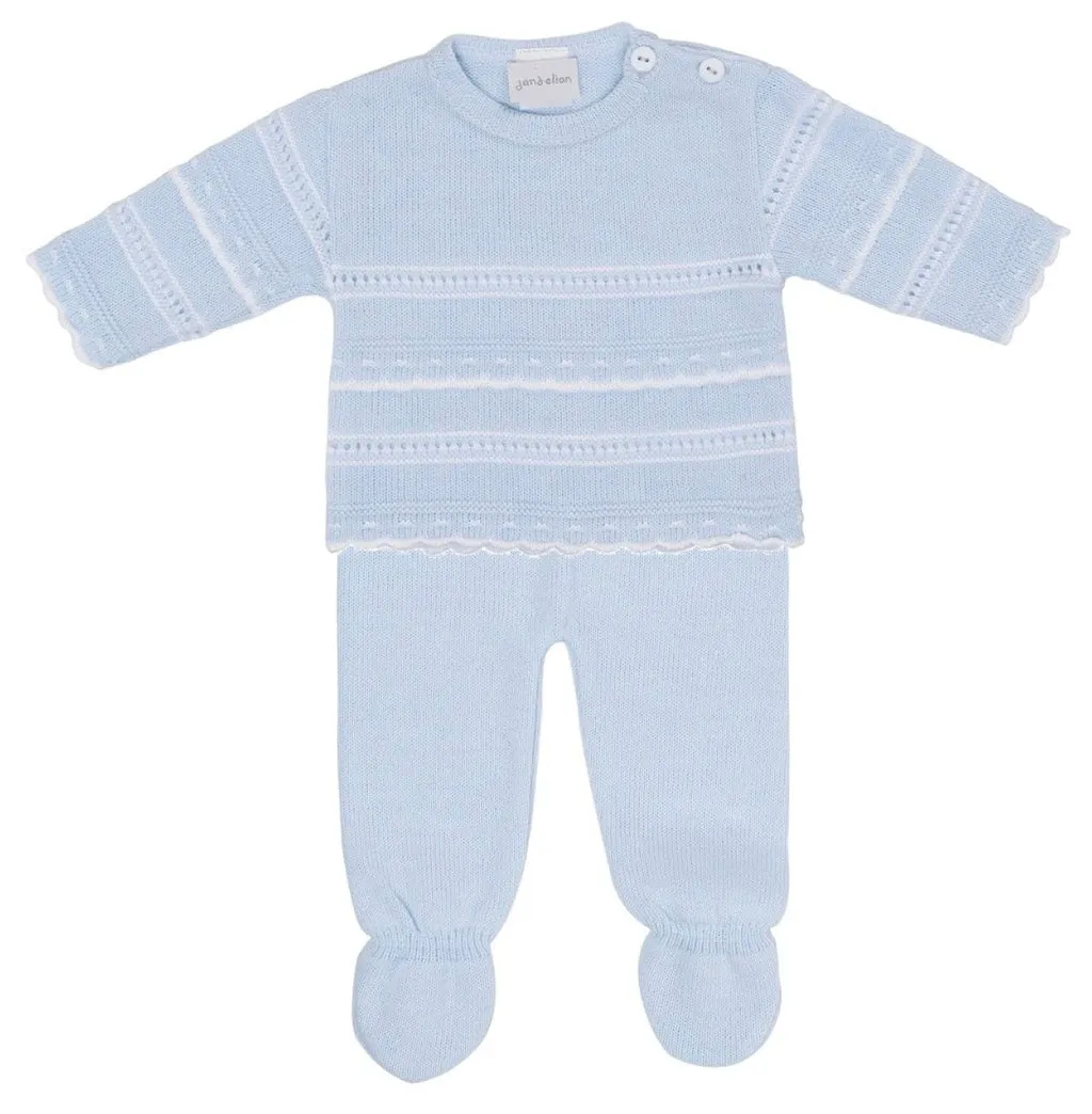 Blue & White Dandelion Two Piece Baby Boy Set