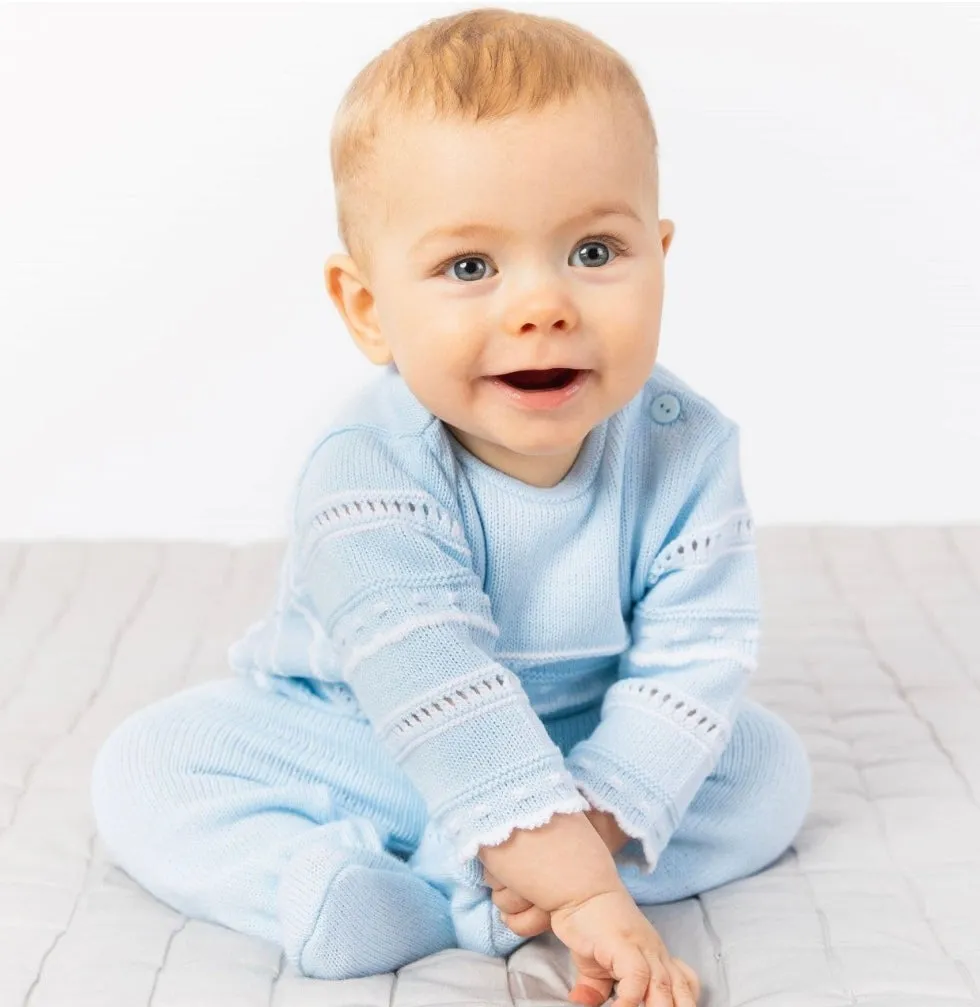 Blue & White Dandelion Two Piece Baby Boy Set
