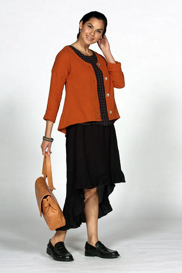 button front organic gauze cardigan