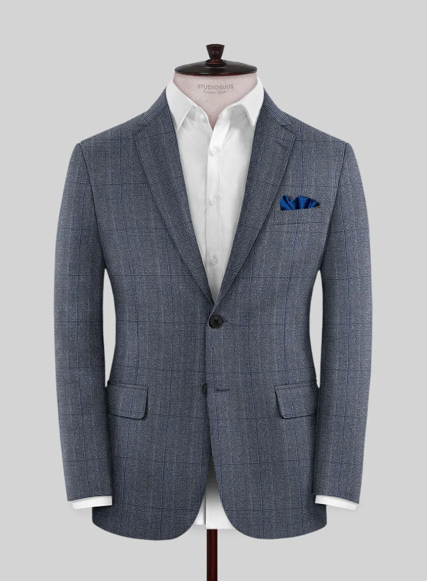 Caccioppoli Carpa Glen Blue Wool Jacket