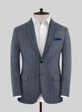 Caccioppoli Carpa Glen Blue Wool Jacket