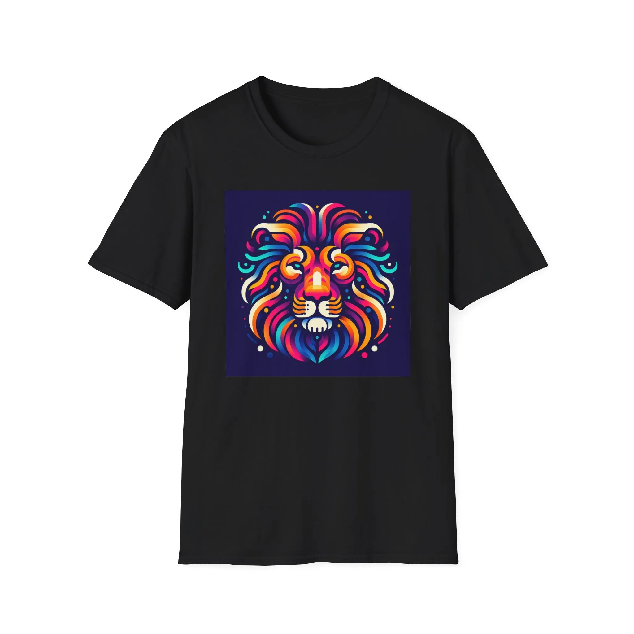 Colorful Lion Unisex Softstyle T-Shirt - Vibrant Animal Art Tee