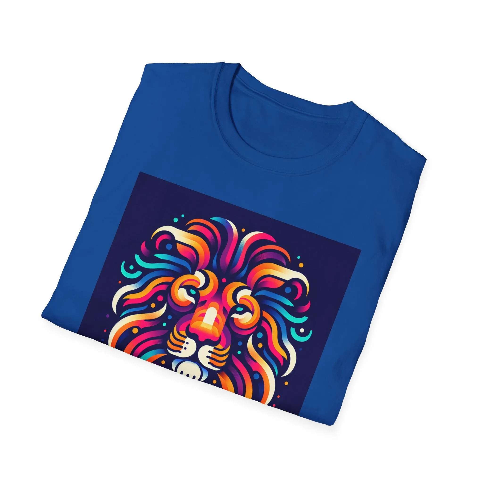 Colorful Lion Unisex Softstyle T-Shirt - Vibrant Animal Art Tee