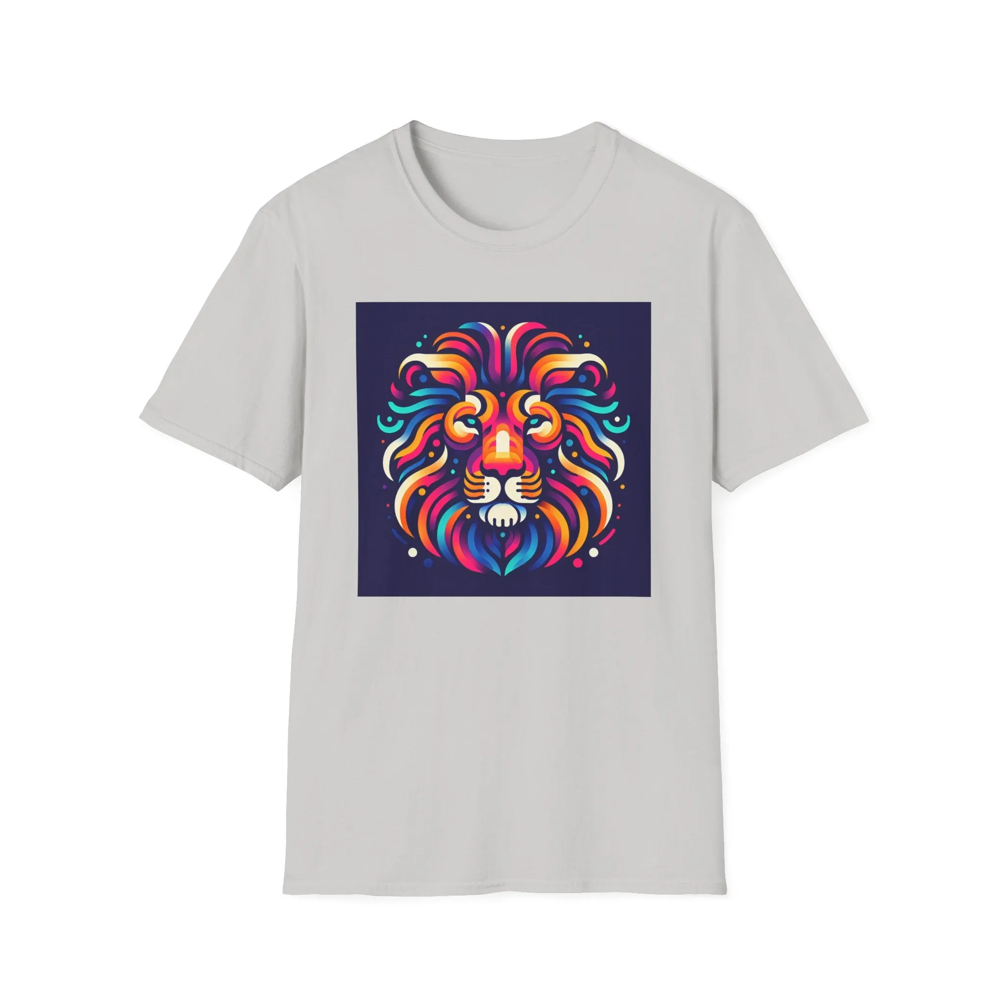 Colorful Lion Unisex Softstyle T-Shirt - Vibrant Animal Art Tee