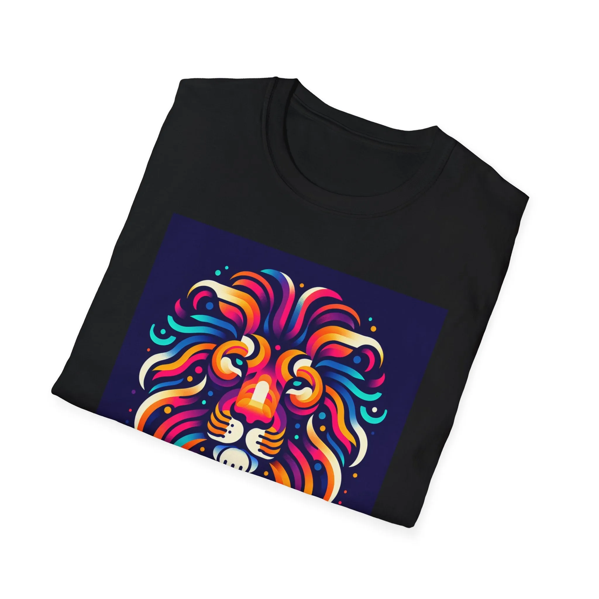 Colorful Lion Unisex Softstyle T-Shirt - Vibrant Animal Art Tee