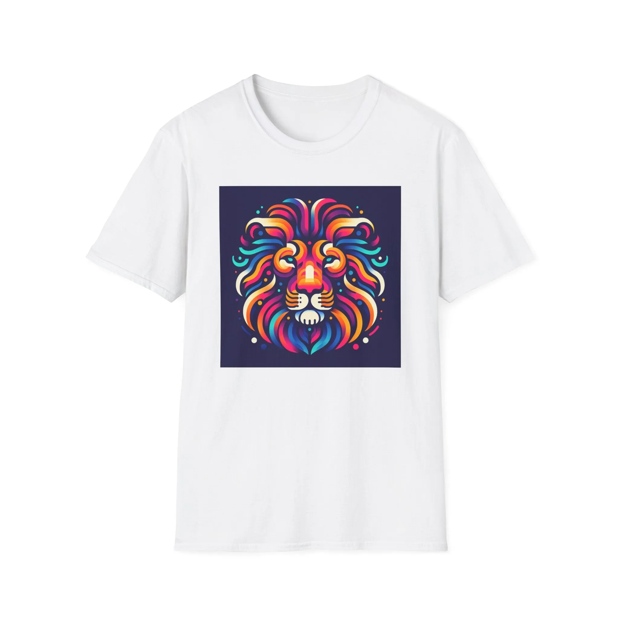 Colorful Lion Unisex Softstyle T-Shirt - Vibrant Animal Art Tee