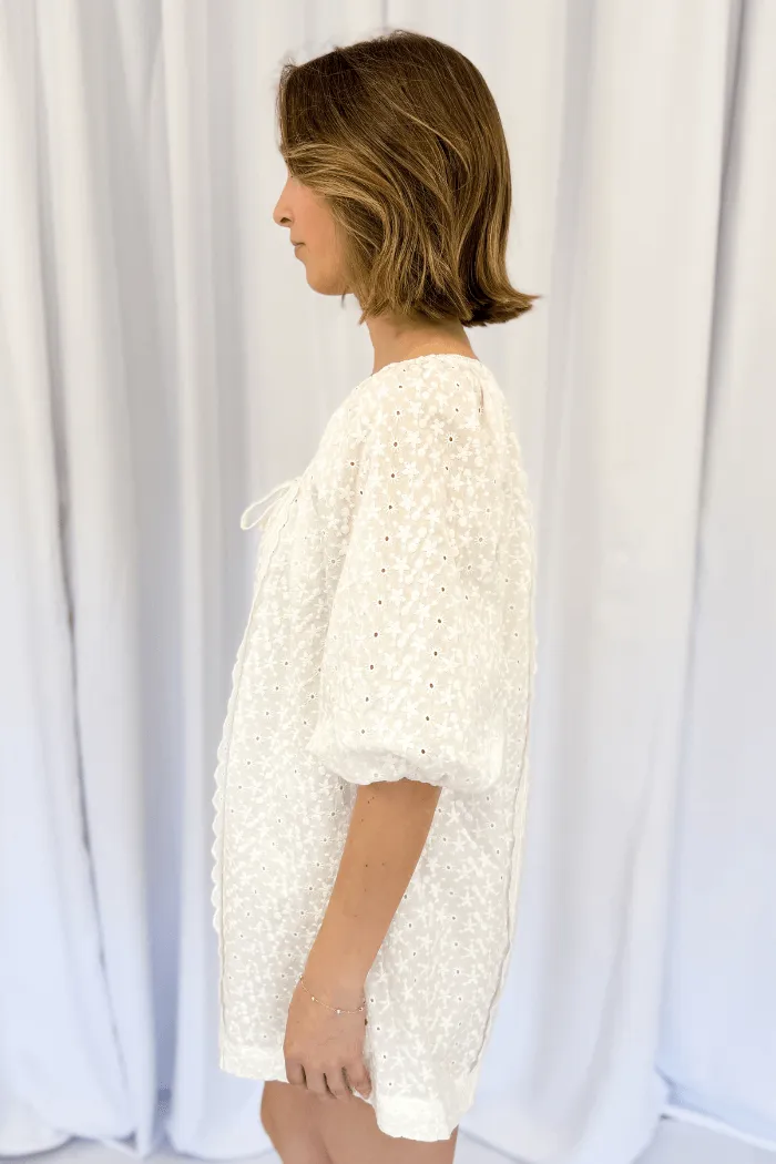 Eyelet Romper in White