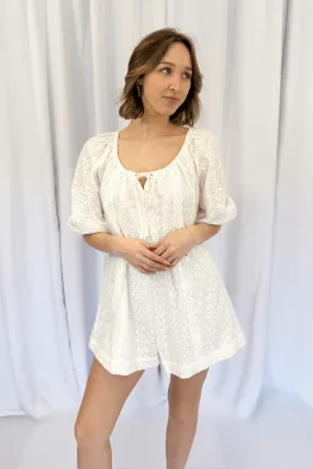 Eyelet Romper in White