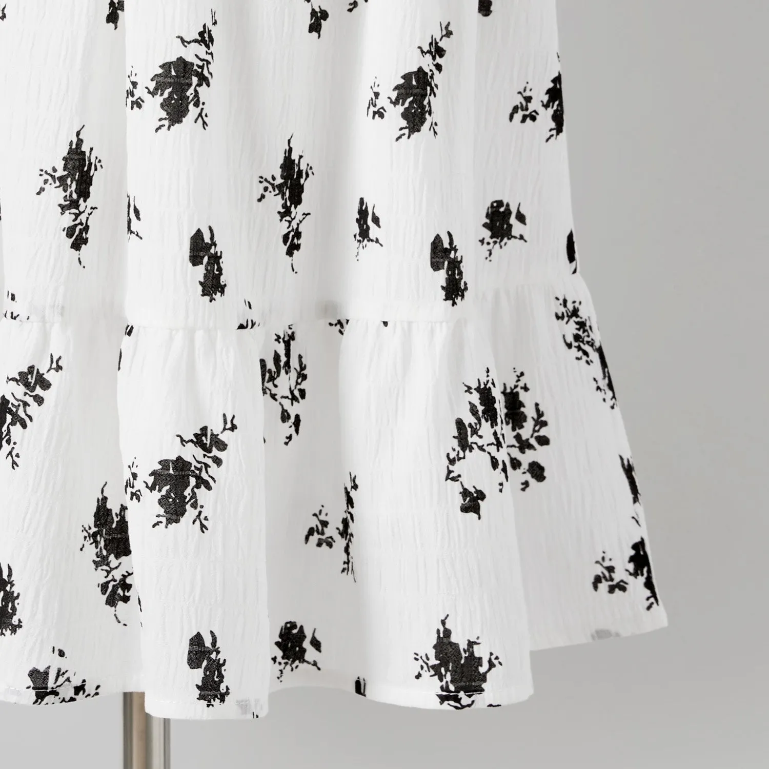 Family Matching Allover Floral Print Off-Shoulder Smocked Dresses and Stripe Panel Short-sleeve T-shirts Sets