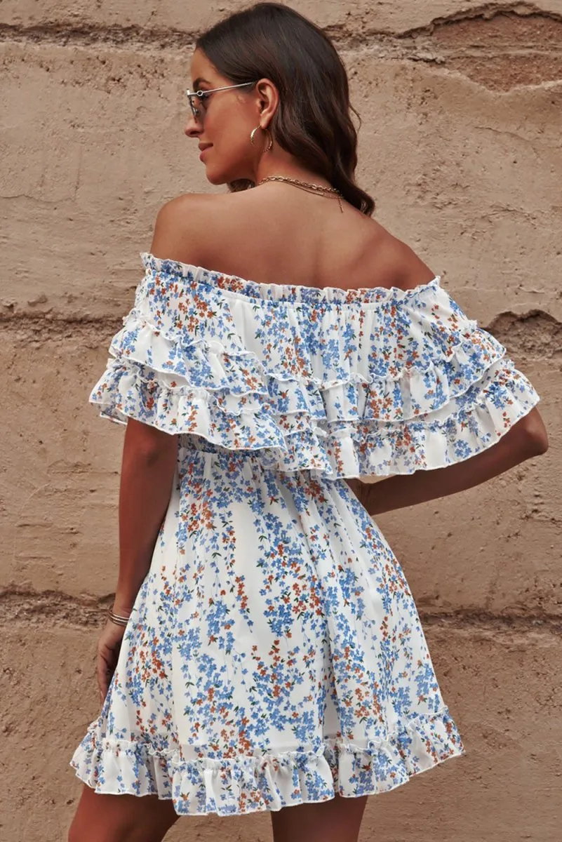 Floral Flirtation Floral Off The Shoulder Mini Dress