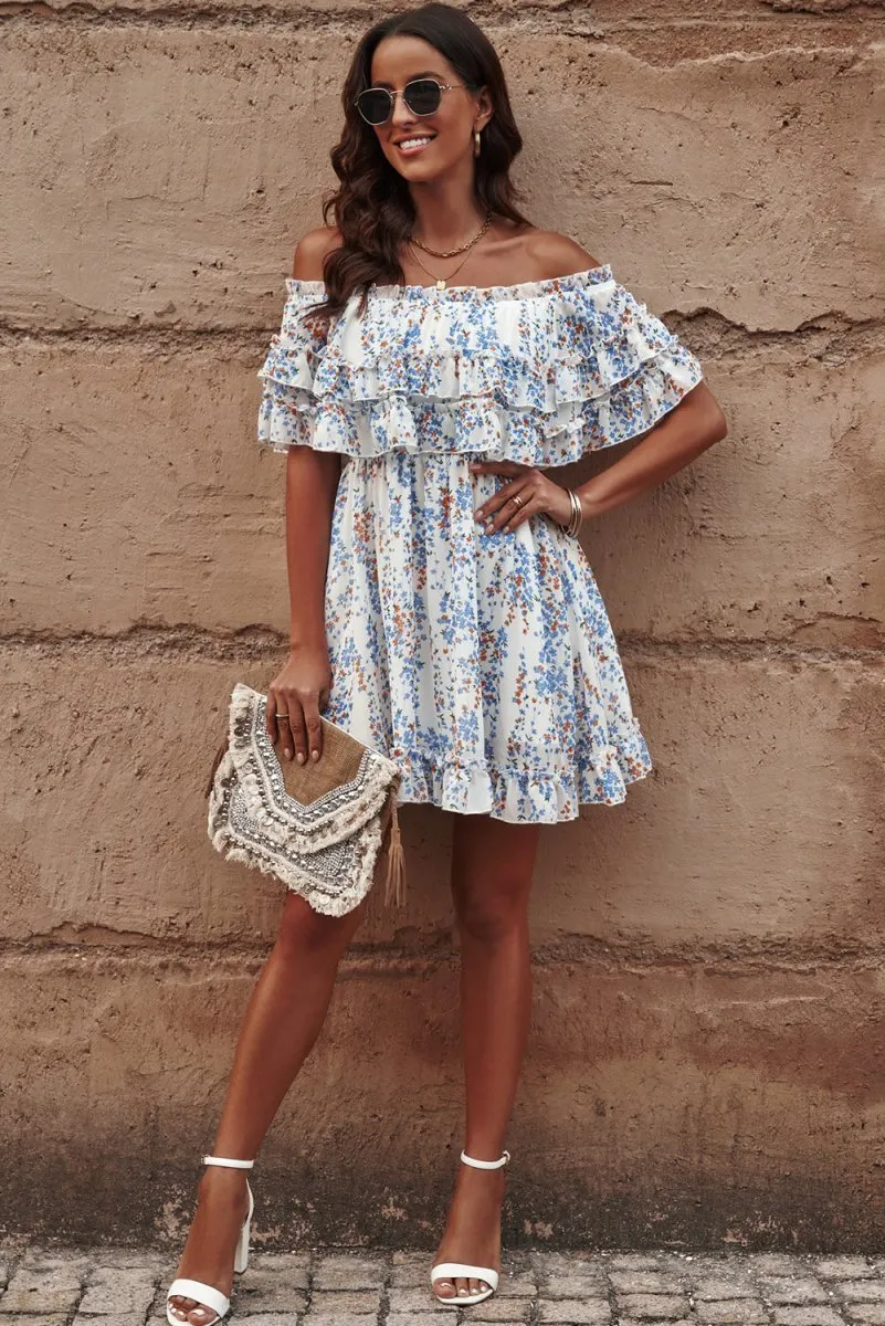 Floral Flirtation Floral Off The Shoulder Mini Dress