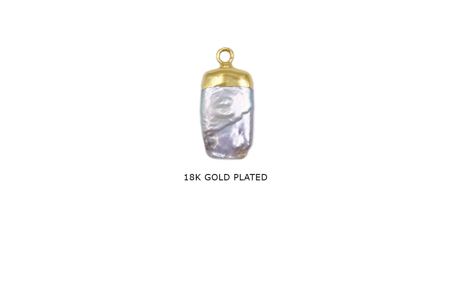 FWP1113 Fresh Water Rectangle Pearl Charm With 18k Gold Plated Pendant