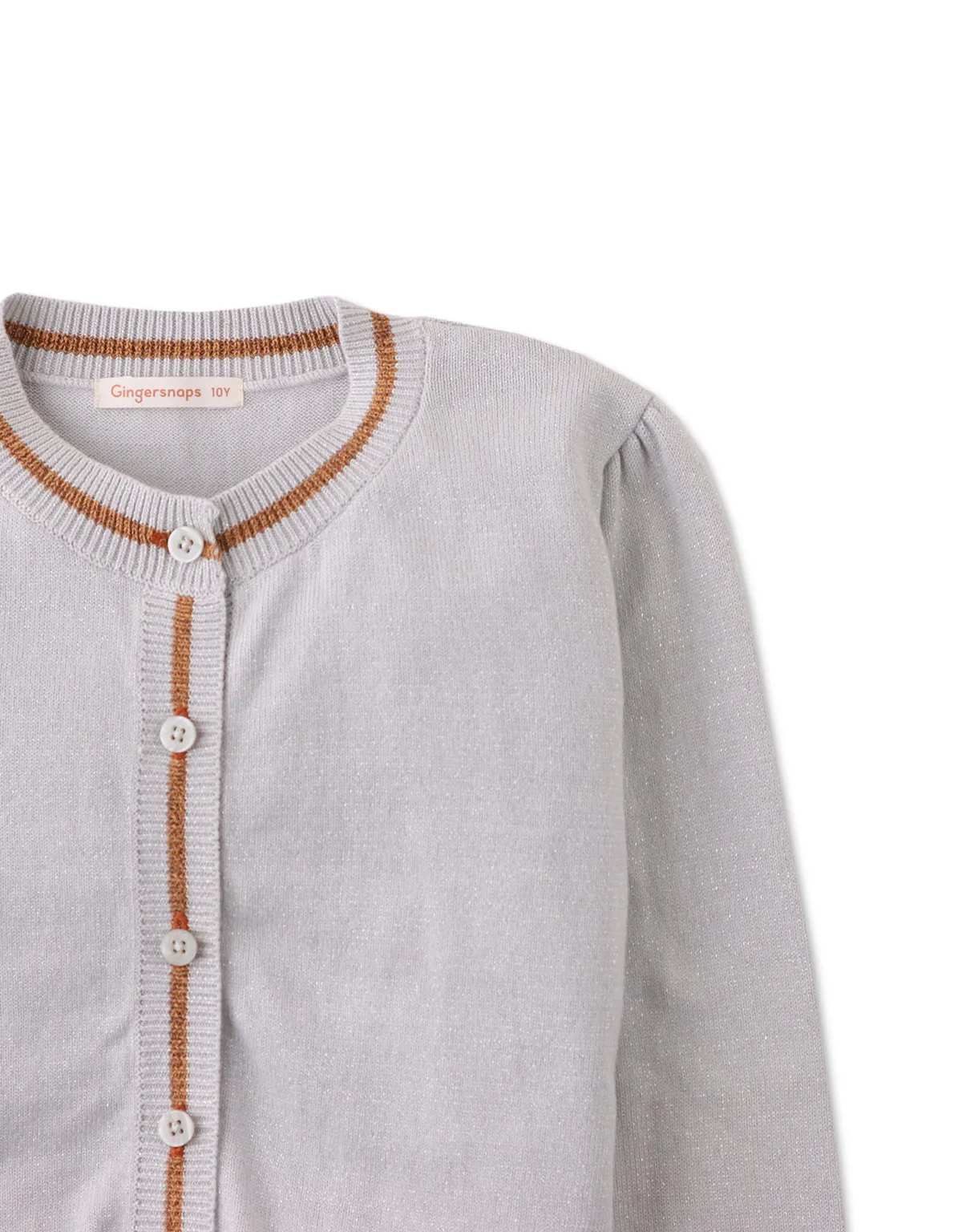 GIRLS CARDI WITH STRIPEY RIBBED TRIMS