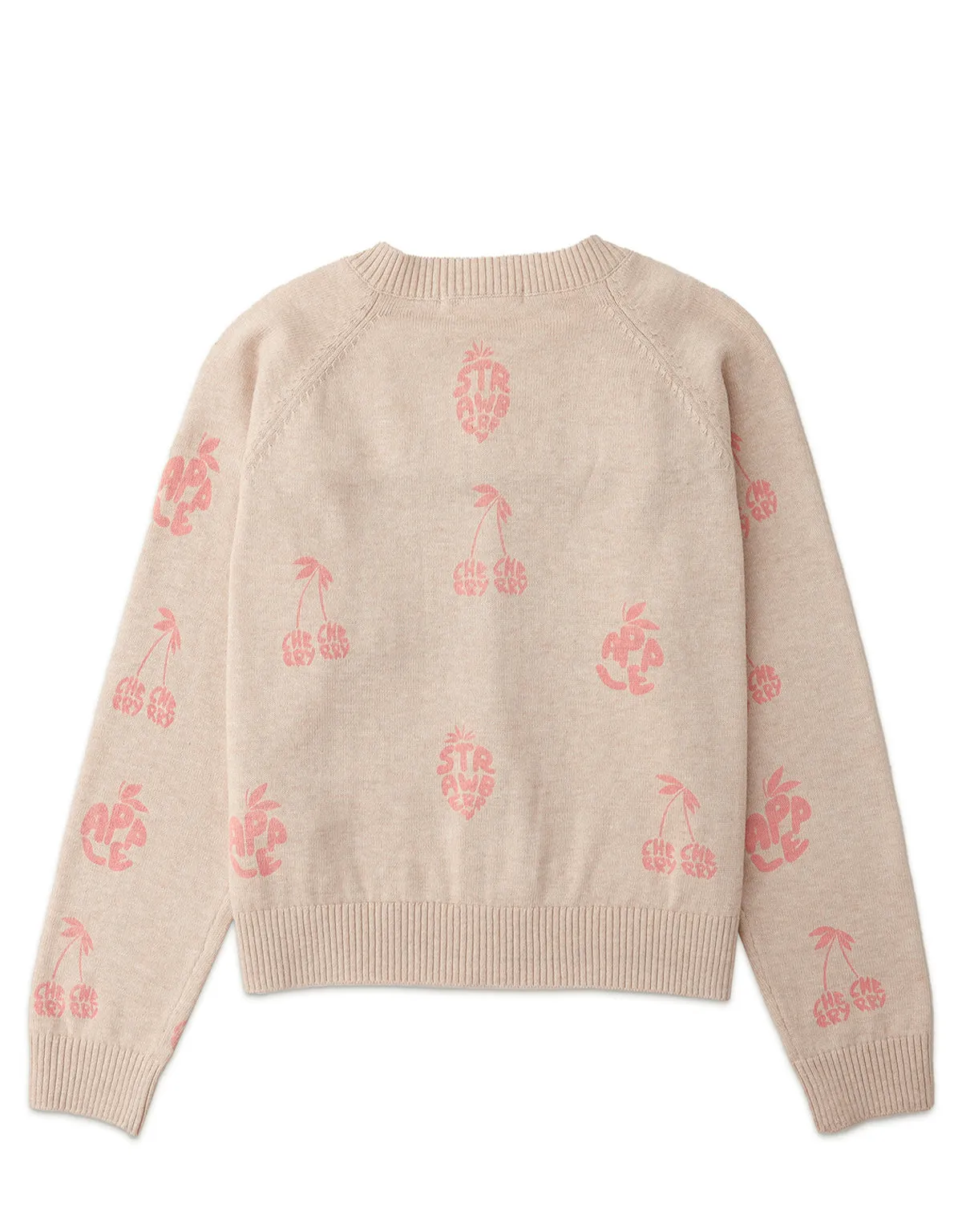 GIRLS MELANGE ALL OVER FRUIT PRINT CARDI