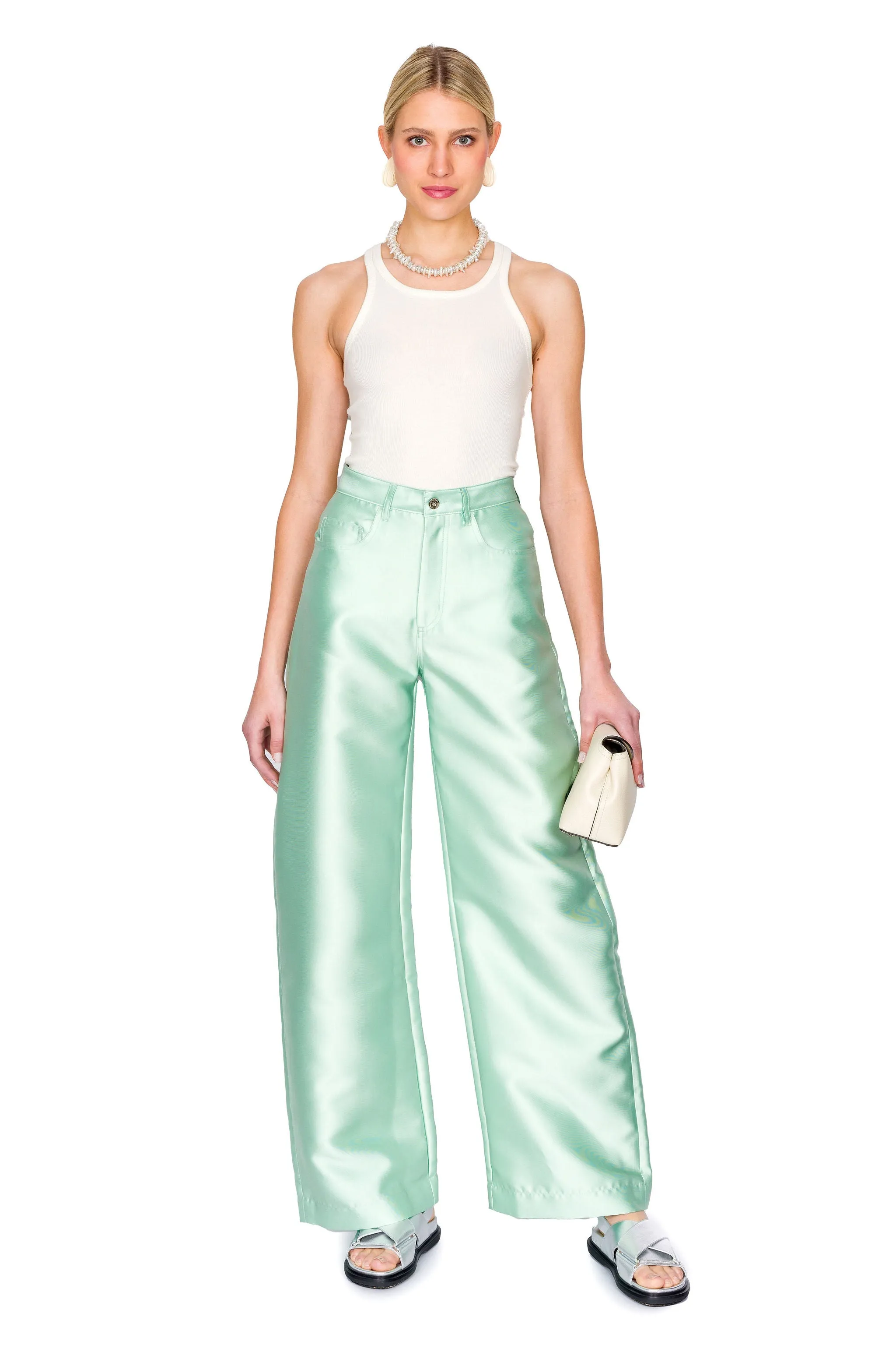 Heavy Satin Boyfriend Syle Trousers