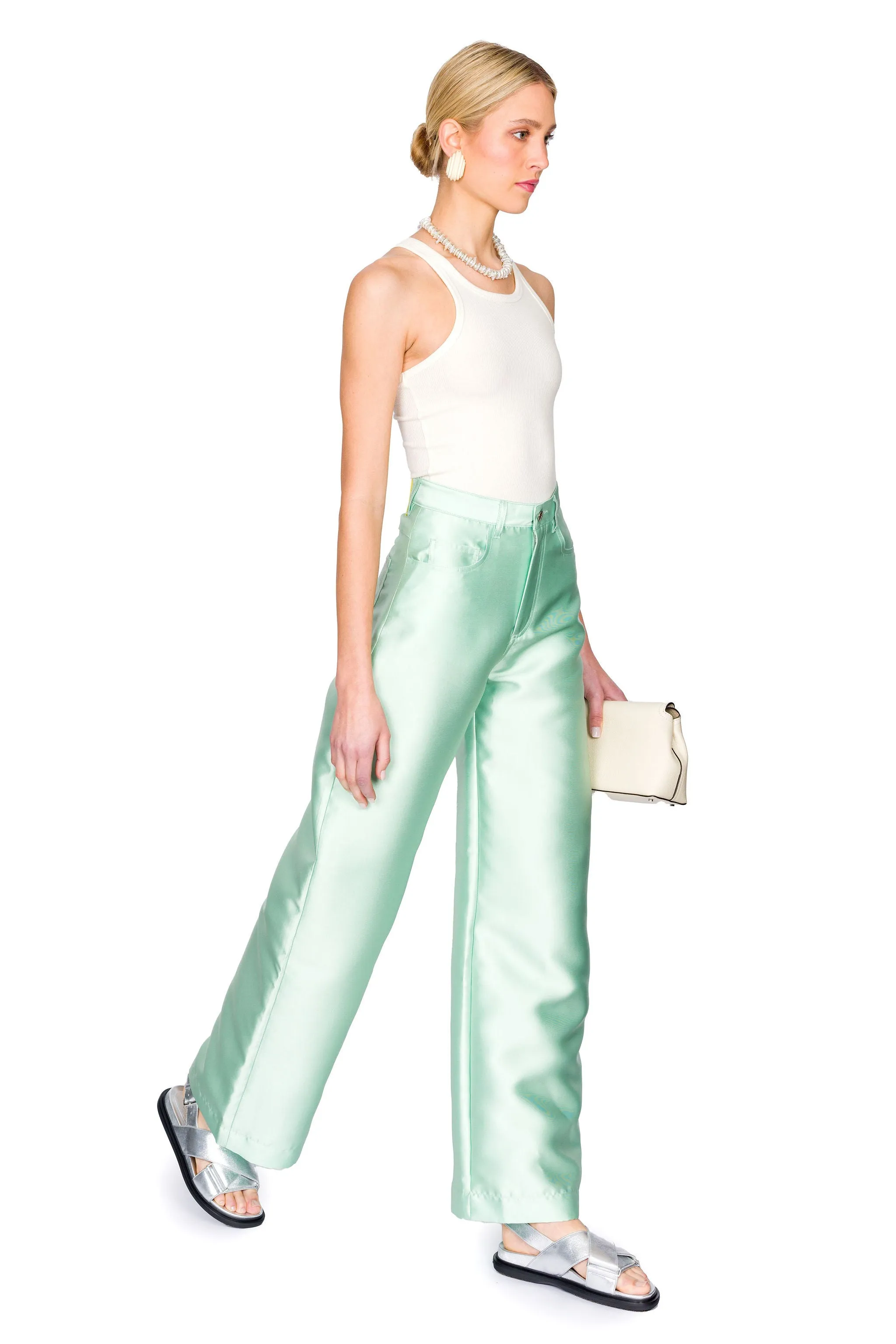 Heavy Satin Boyfriend Syle Trousers