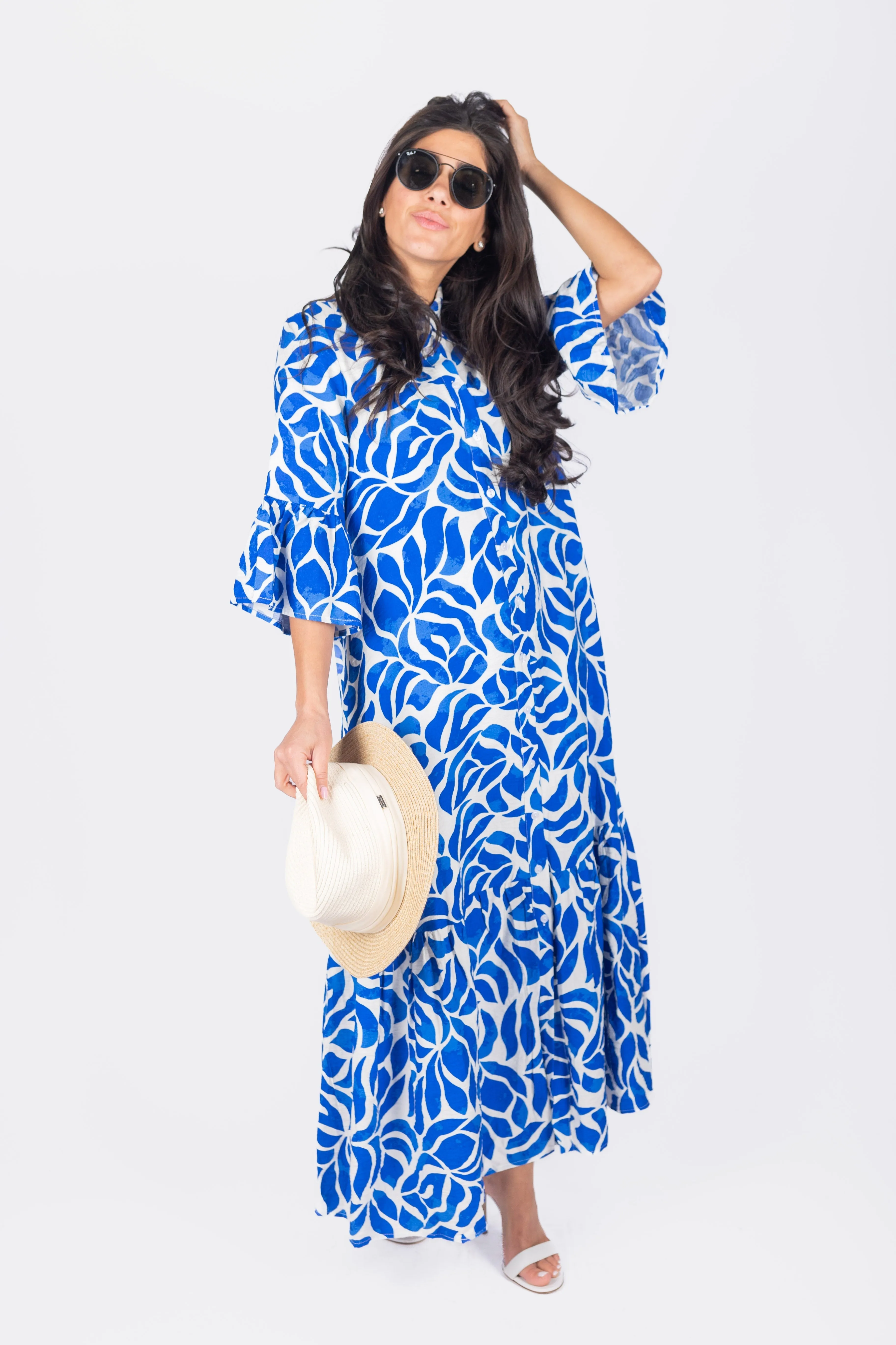 ISABELLA DRESS (WHITE/BLUE)
