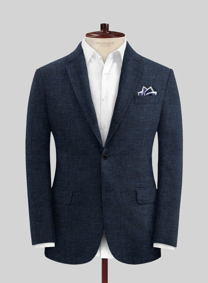Italian Prato Blue Chambray Linen Jacket