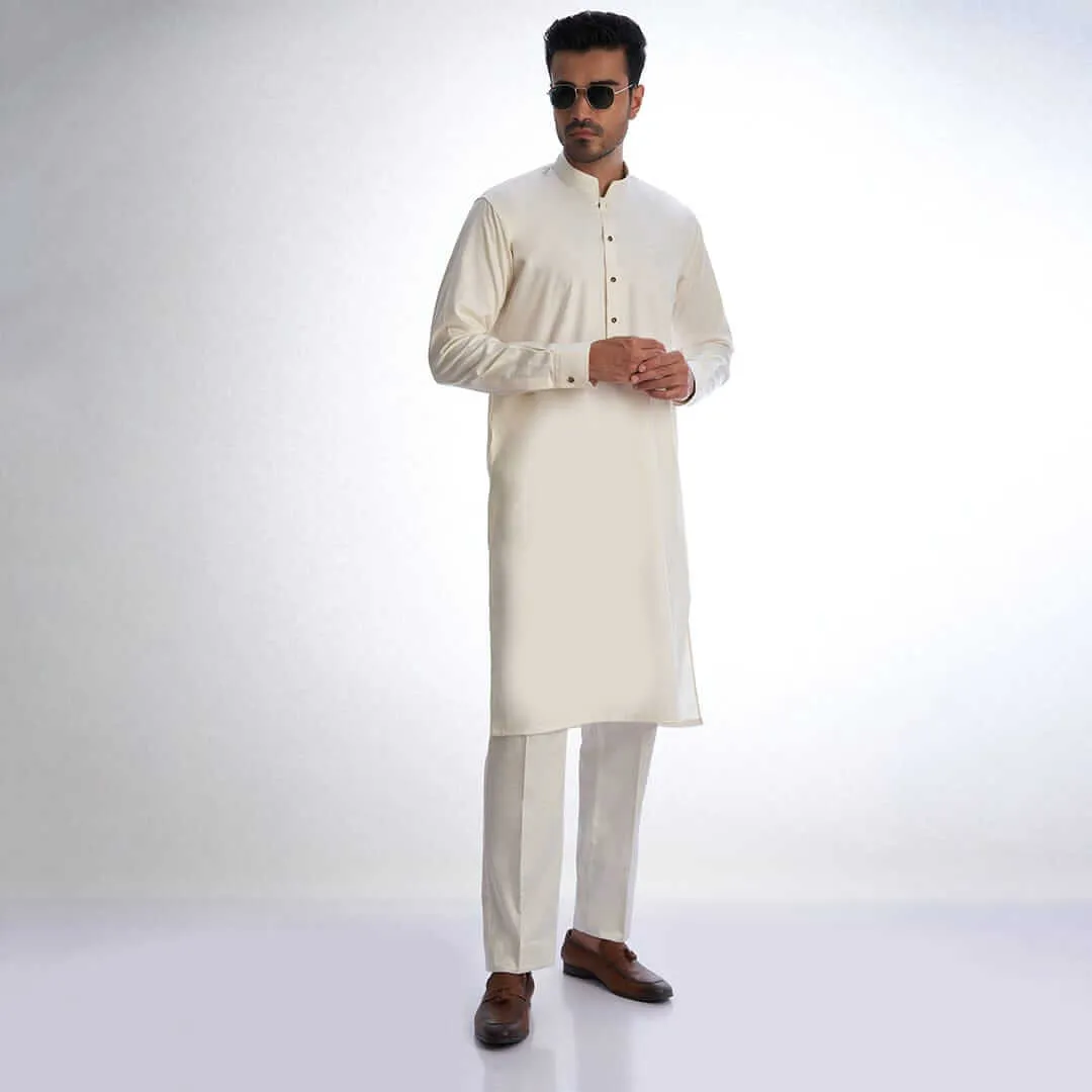Ivory IronEz Fabric Kurta & Drawstring Trousers AI-EID-0001