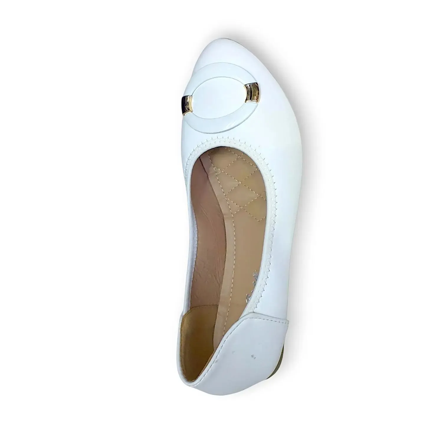 L & Y Ballerina Flats Round Buckle Accent