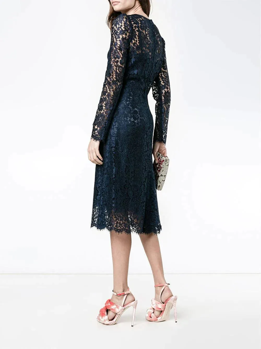 Lace Ruffle Midi Dress