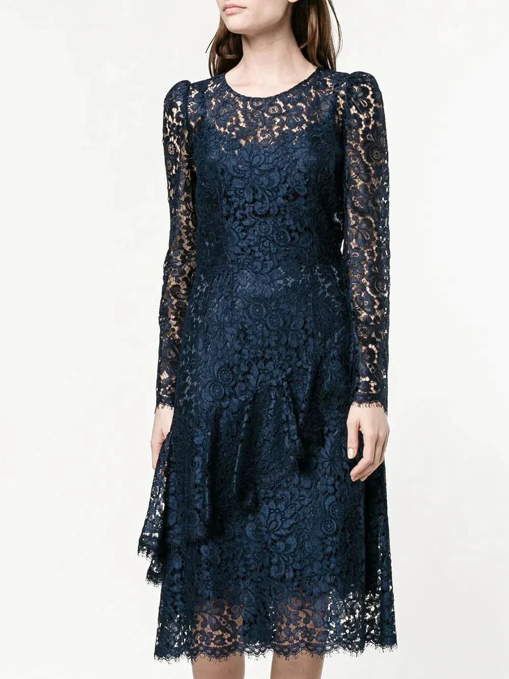 Lace Ruffle Midi Dress
