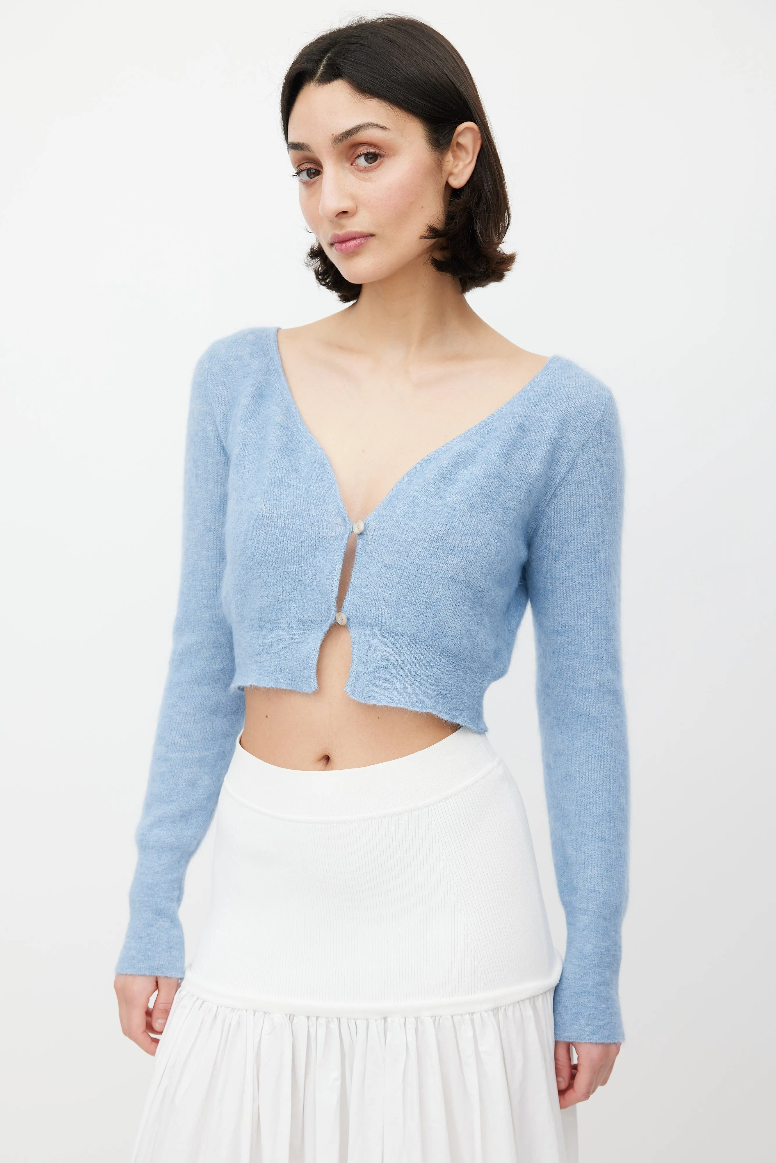 Light Blue Mohair Alzou Cropped Cardigan