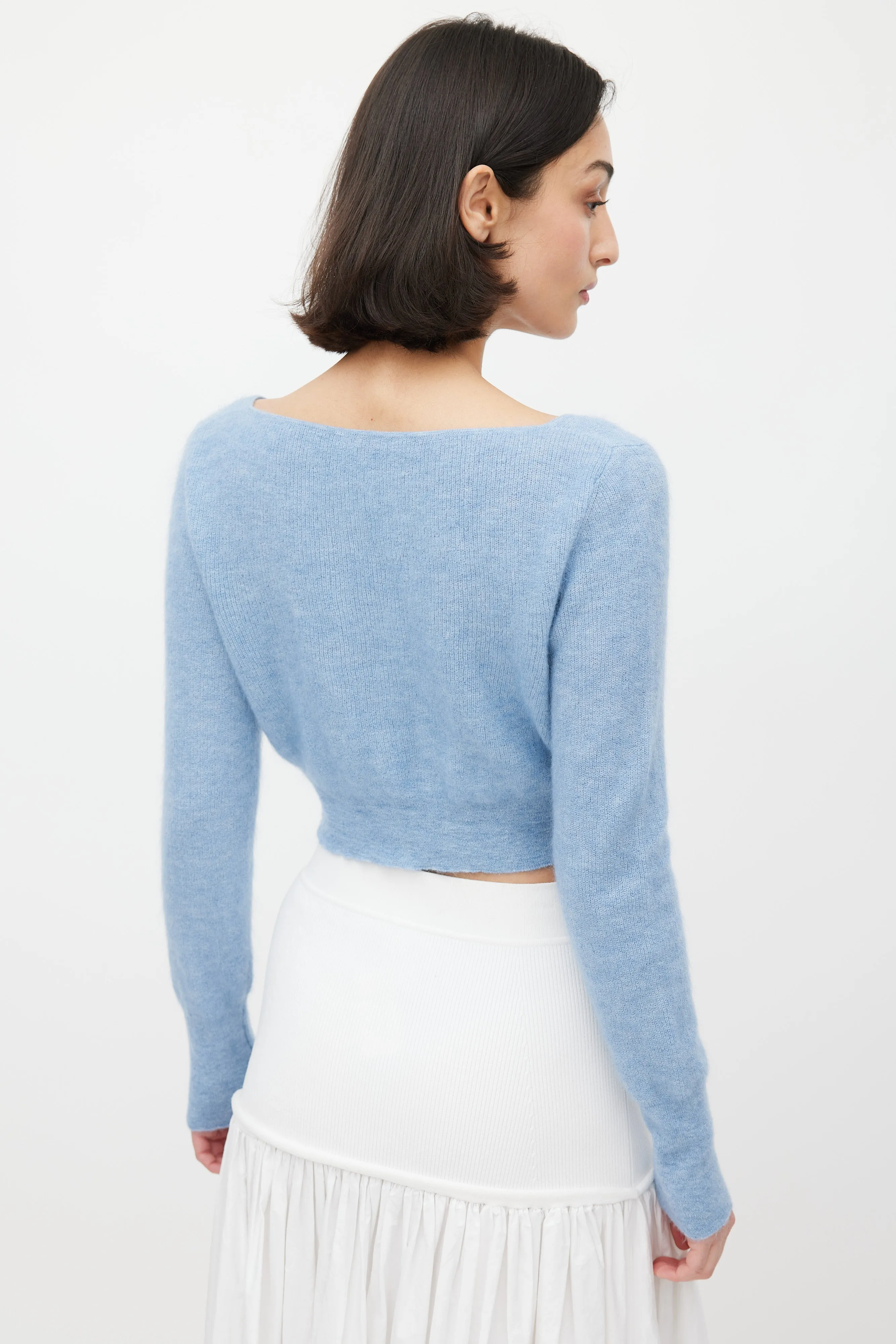 Light Blue Mohair Alzou Cropped Cardigan