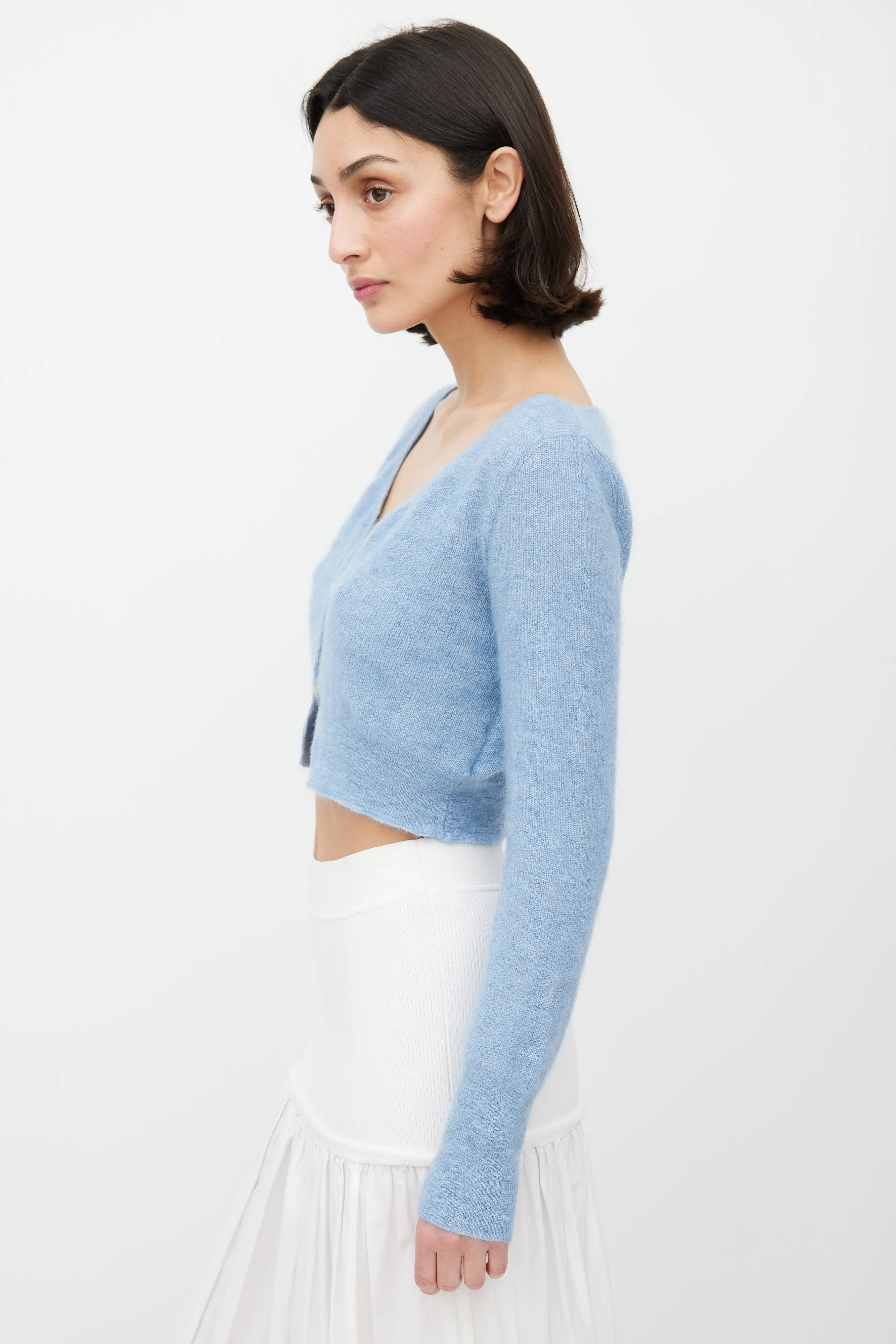 Light Blue Mohair Alzou Cropped Cardigan