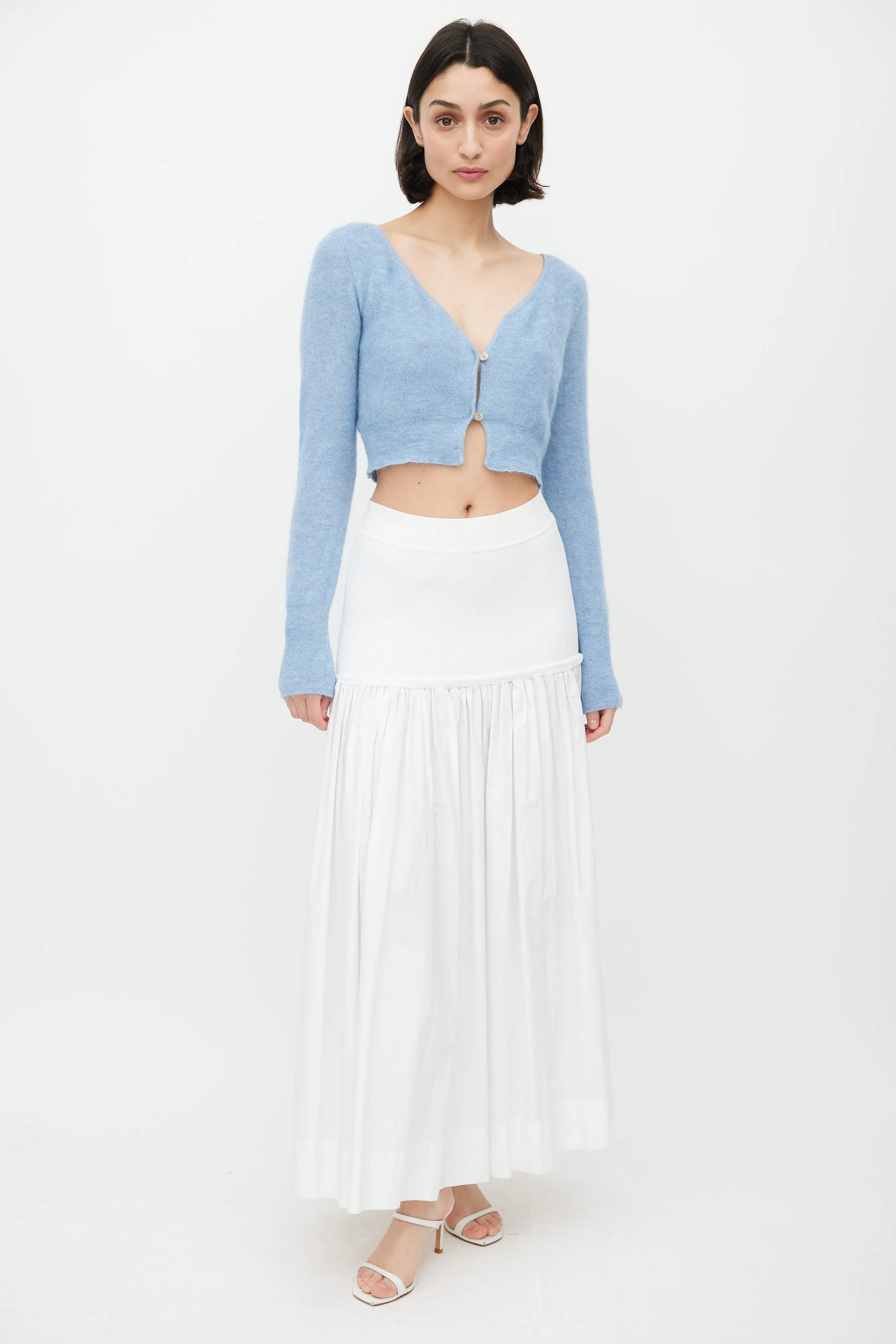 Light Blue Mohair Alzou Cropped Cardigan