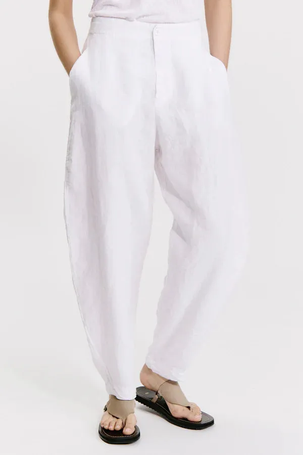 Linen comfort fit trousers with textured pattern linen blend inner belt