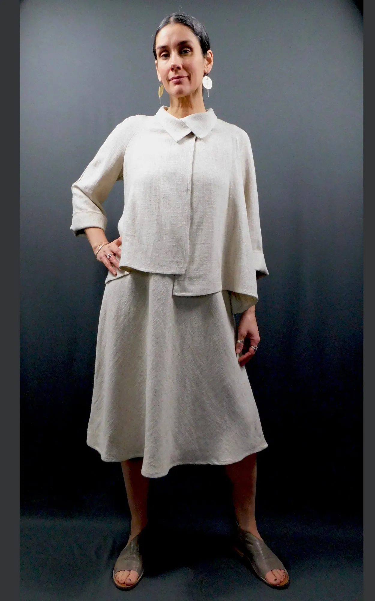 LINEN Viscose -  BIAS cut Sleeveless Dress - Oatmeal