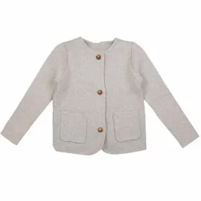 Noma Light Grey Knit Jacket With Gold Buttons (NKN495)