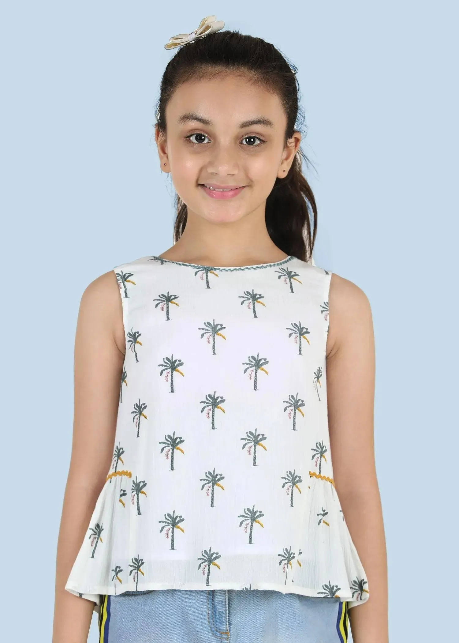 Noor Palm White Top Girl (2-9yrs)