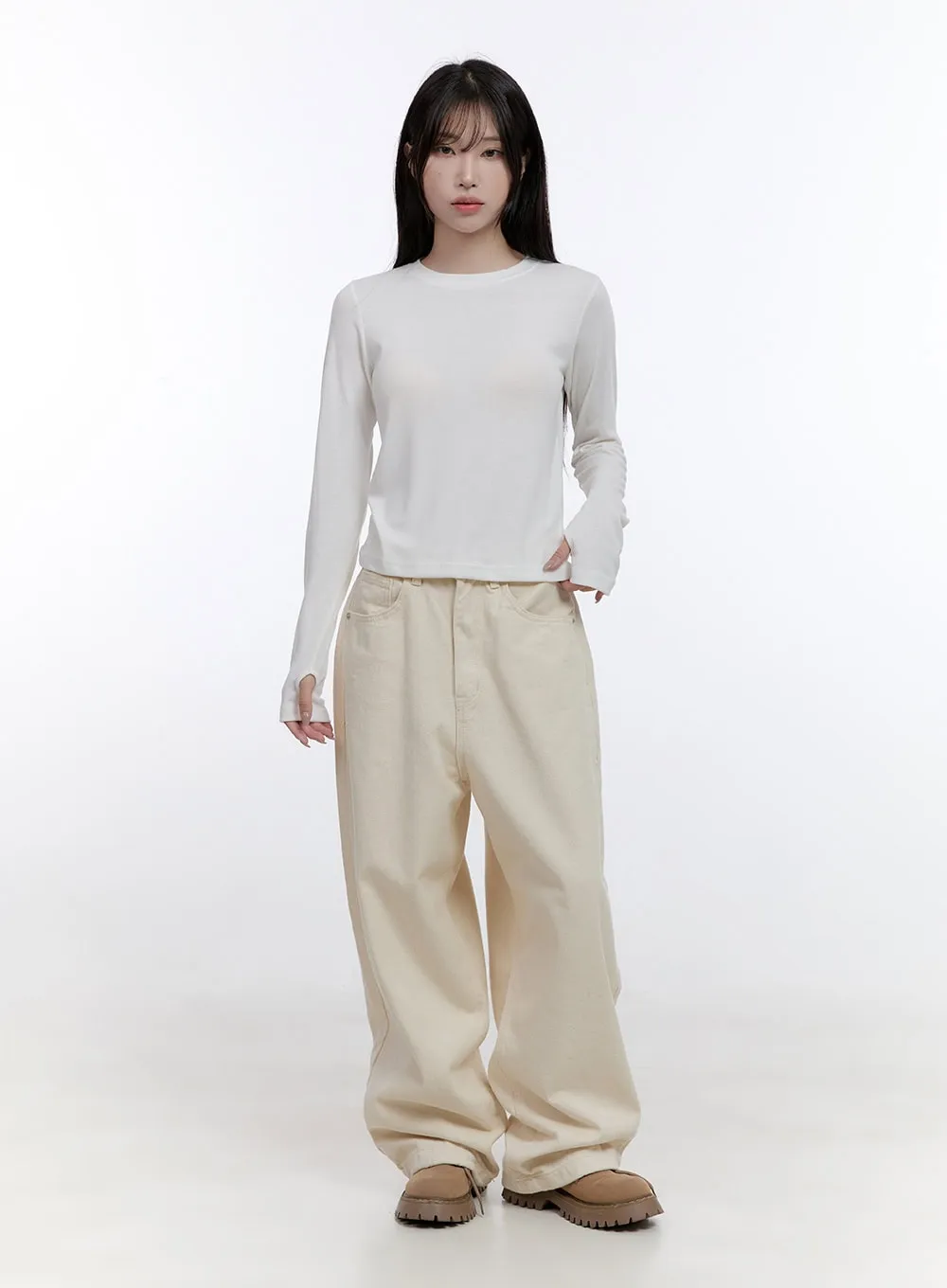 Solid Comfort Wide-Leg Trousers CO418