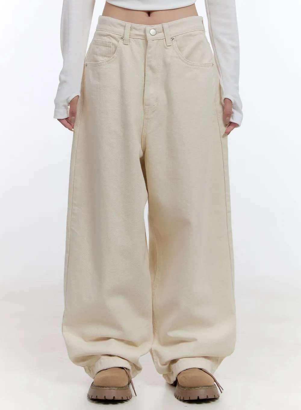 Solid Comfort Wide-Leg Trousers CO418