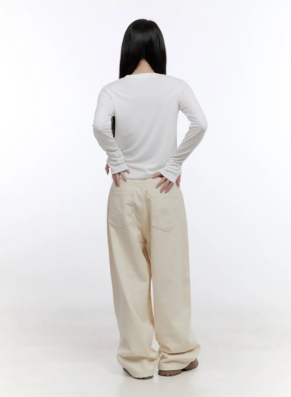 Solid Comfort Wide-Leg Trousers CO418
