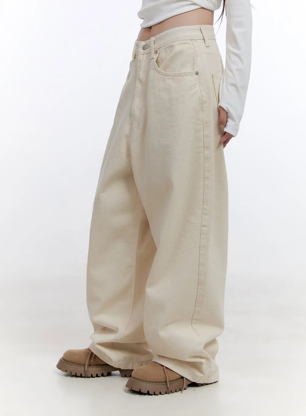 Solid Comfort Wide-Leg Trousers CO418