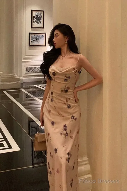 Stunning Sheath Spaghetti Straps Sleeveless Floral Date Night Dress Prom Dresses Birthday Party Outfit