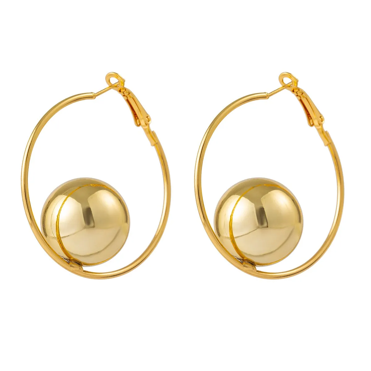SW Circular Ball Hoop Earrings Available in Gold   Silver