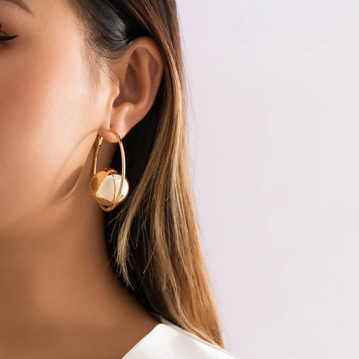 SW Circular Ball Hoop Earrings Available in Gold   Silver