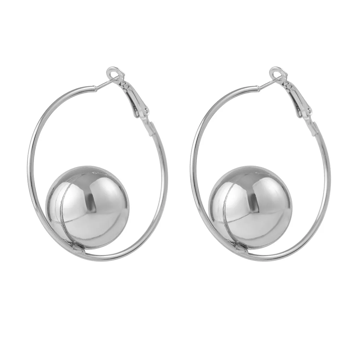 SW Circular Ball Hoop Earrings Available in Gold   Silver